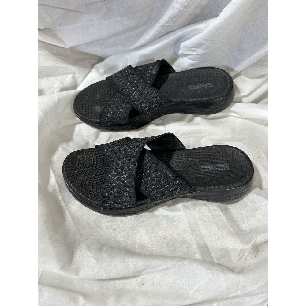 Skechers On-the-GO Cross Band Metallic Sandal Enchanted Black - Picture 4 of 6